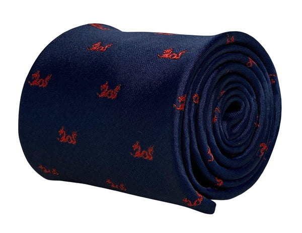 navy mens tie with chinese red dragon national symbol